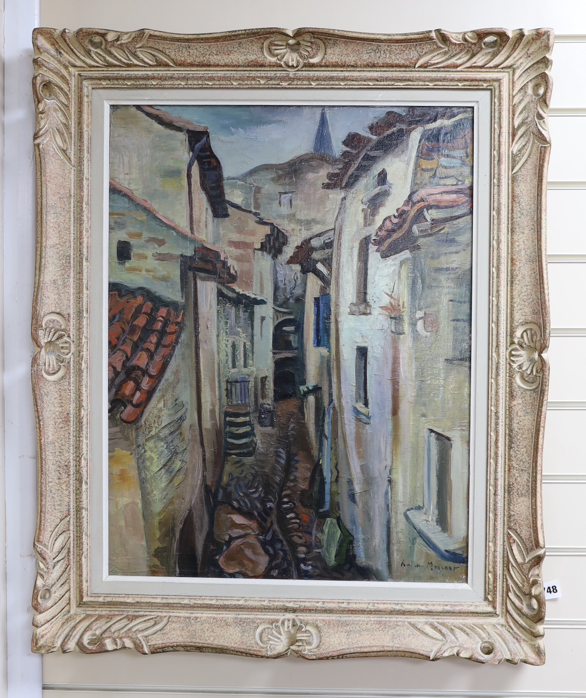 Roland Marie Mascart (French, b.1909), oil on canvas, 'La Rue des Forts Sauvagnat Auvergne', signed and inscribed verso, 65 x 50cm